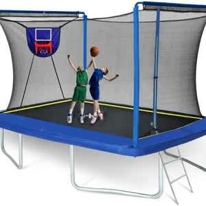 8ft×12ft rectangle trampoline with basketball hoop