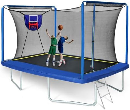 8ft×12ft rectangle trampoline with basketball hoop