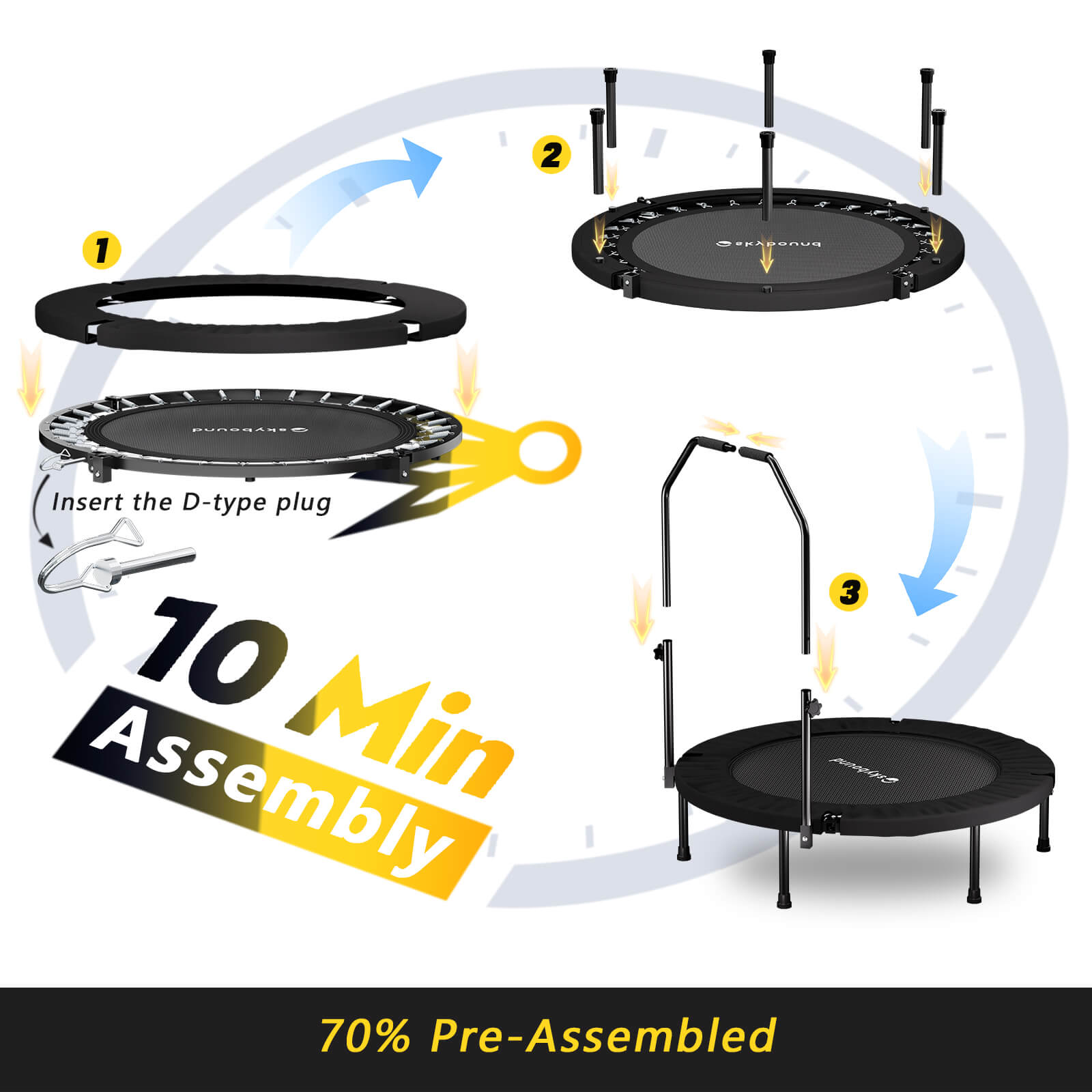 SkyBound Tri-Fold Rebounder with Bar 40inch