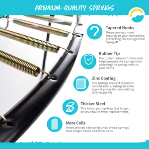 Premium-Quality Springs.  Tapered Hooks, Rubber Tip, Zinc Coating, Thicker Steel, and More Coils.  