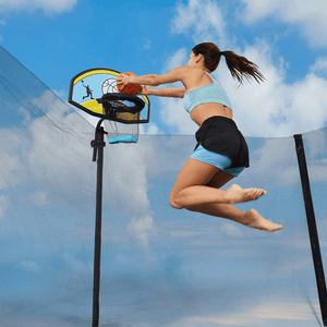 SkyBound Trampoline Basketball Hoop Attachment with Mini Basketball and Pump - Premium