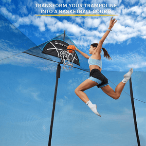 SkyBound Trampoline Basketball Hoop Attachment with Mini Basketball and Pump-Fits for StragihtPole-Safety Hardware-Easy to Assemble-SkyBound USA