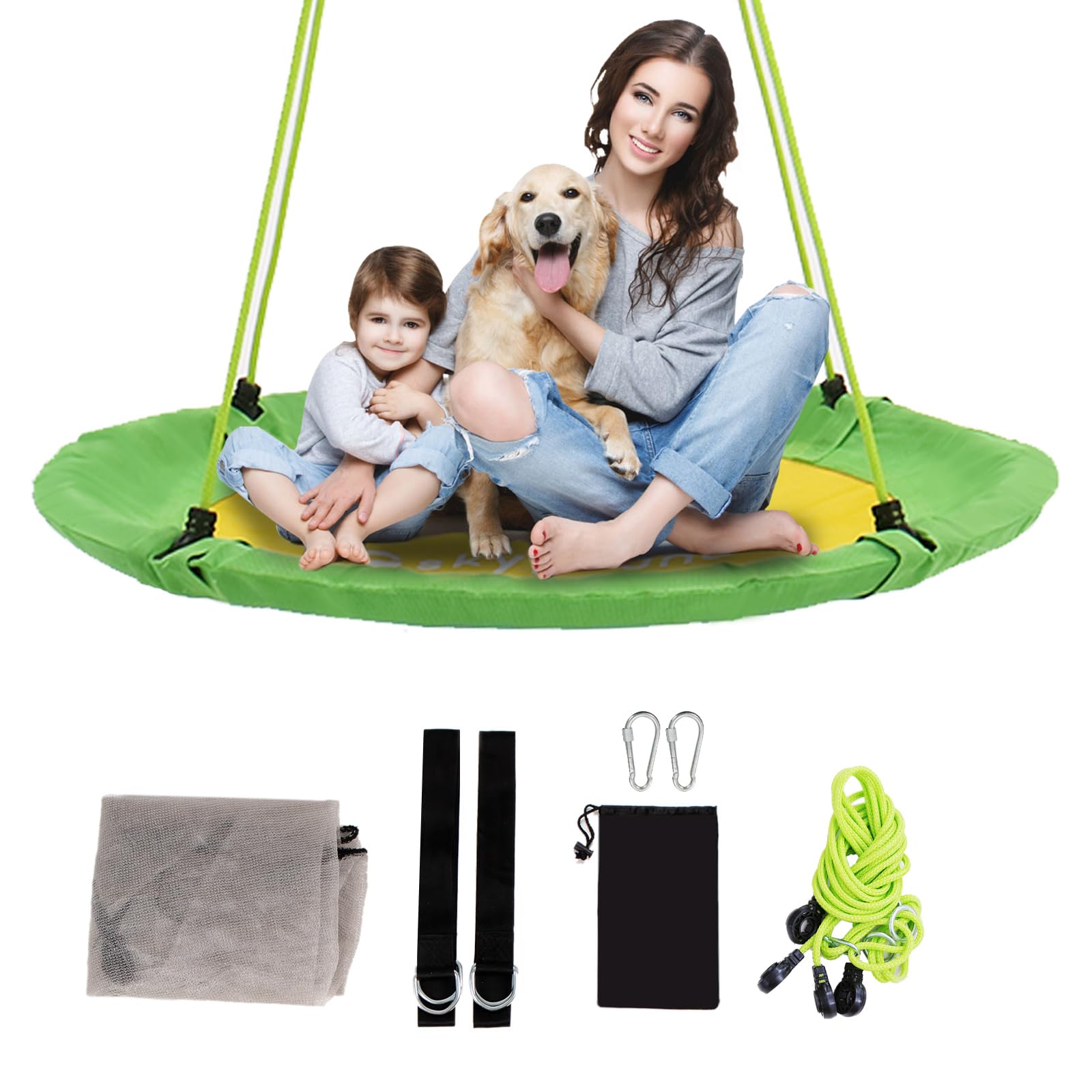 SkyBound 39 Inch Tree Swing - Green/Yellow