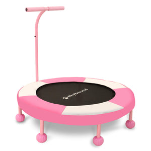 36-inch pink kids mini trampoline with handle