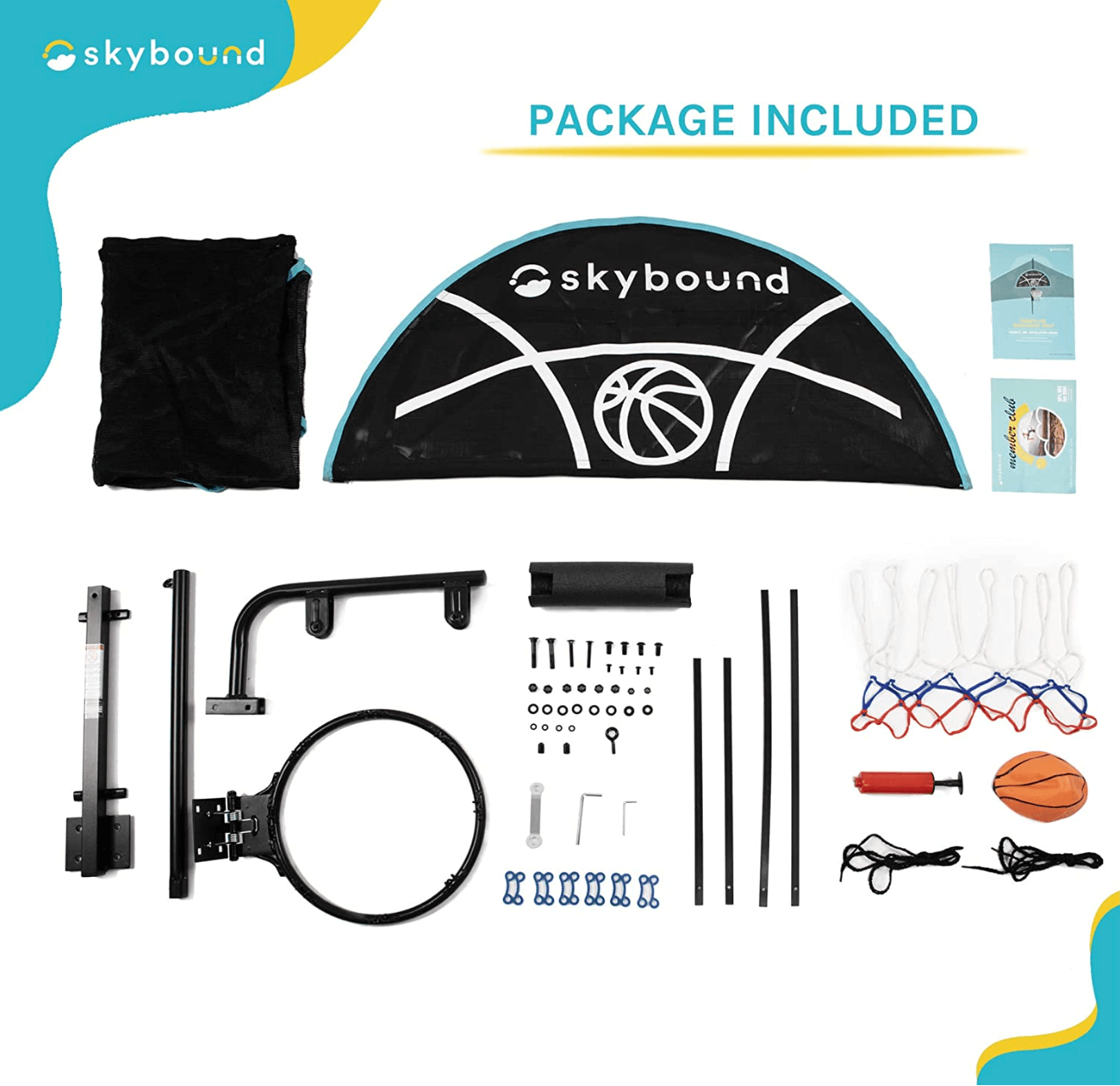 skybound trampoline basketball hoop package included