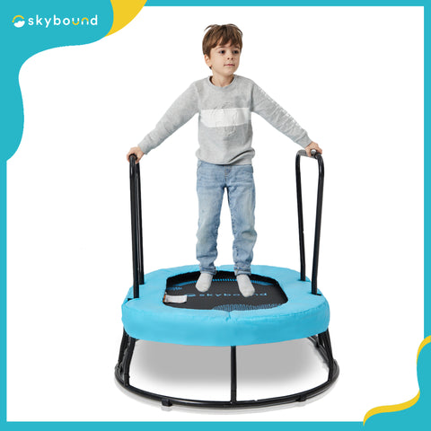 Skyland Mini Trampoline for Kids with Adjustable Handrail and Safety Cover,  Green