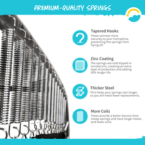 Premium-Quality Springs:  Tapered Hooks, Zinc Coating, Thicker Steel, More Coils.  