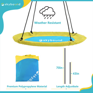 SkyBound 39 Inch Tree Swing Saucer Swing - Yellow/Blue