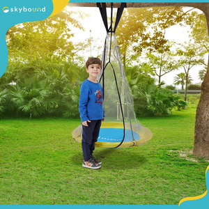 SkyBound 39 Inch Tree Swing Saucer Swing - Yellow/Blue