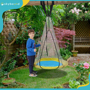 SkyBound 39 Inch Tree Swing Saucer Swing - Yellow/Blue